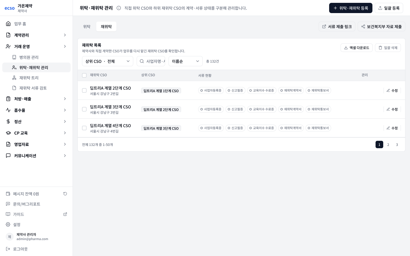 위탁 / 재위탁 탭 구분